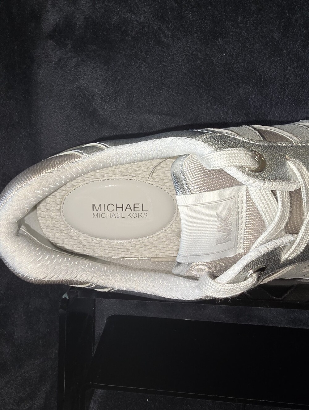 Michael Kors Rebel Metallic Silver Leather Sneakers Women's 10M NIB - Picture 14 of 14